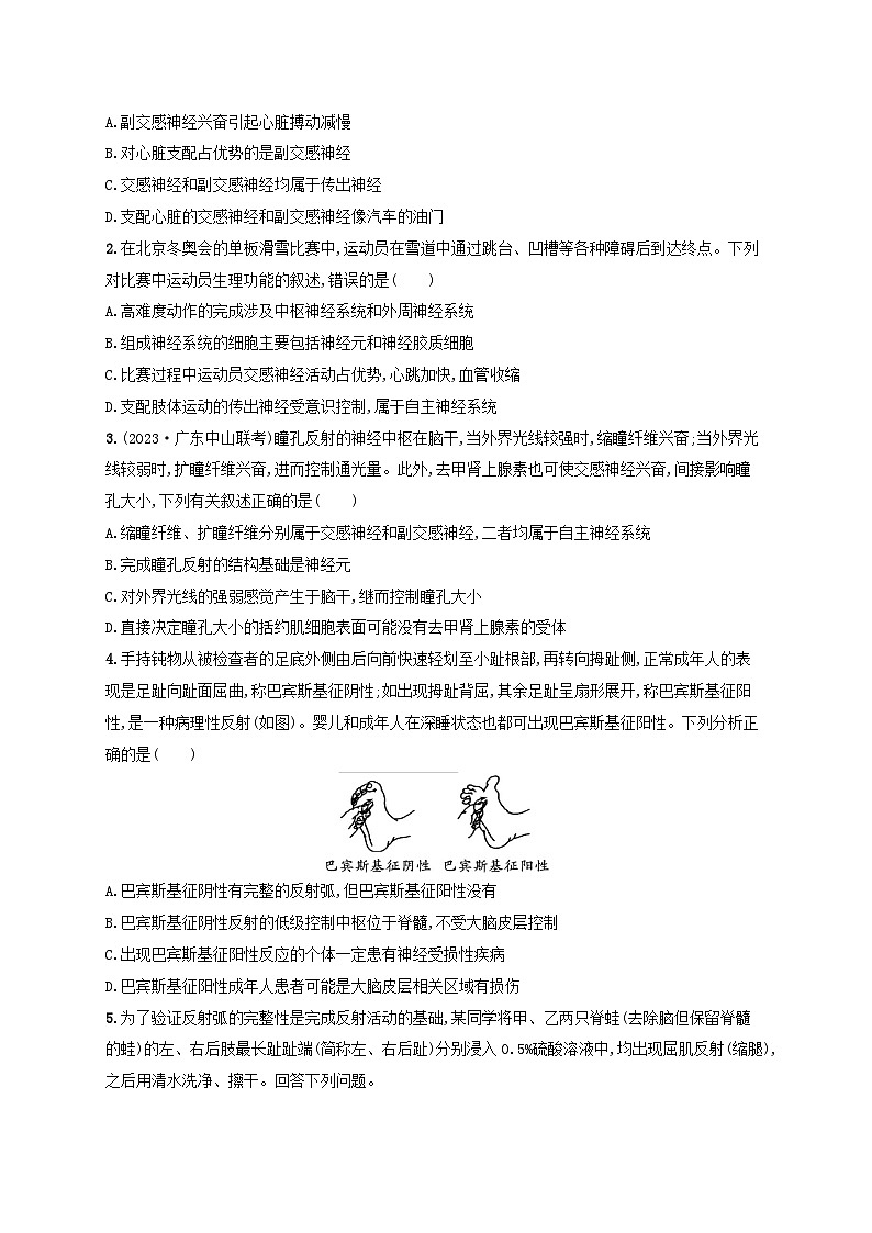 备战2025届高考生物一轮总复习第8单元稳态与调节课时规范练31神经调节的结构基础及基本方式第3页