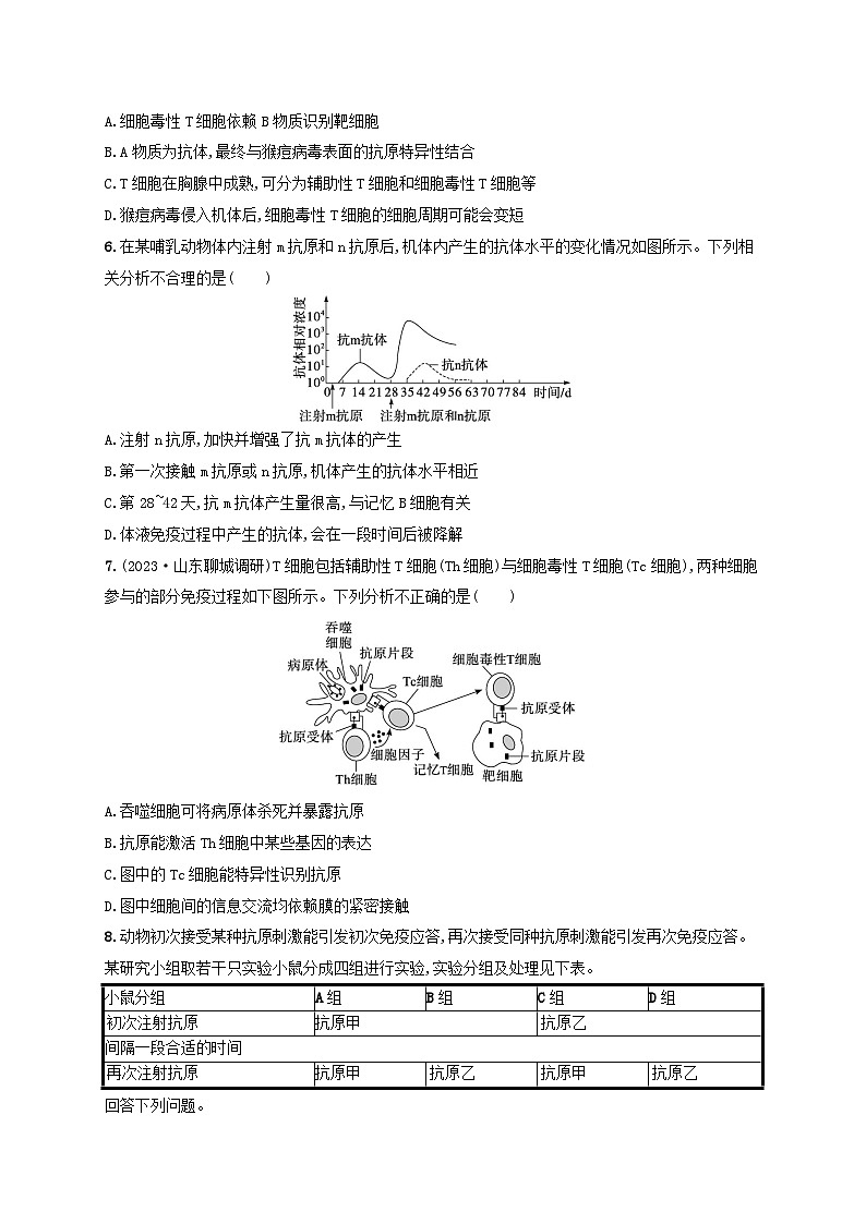 备战2025届高考生物一轮总复习第8单元稳态与调节课时规范练36免疫调节02