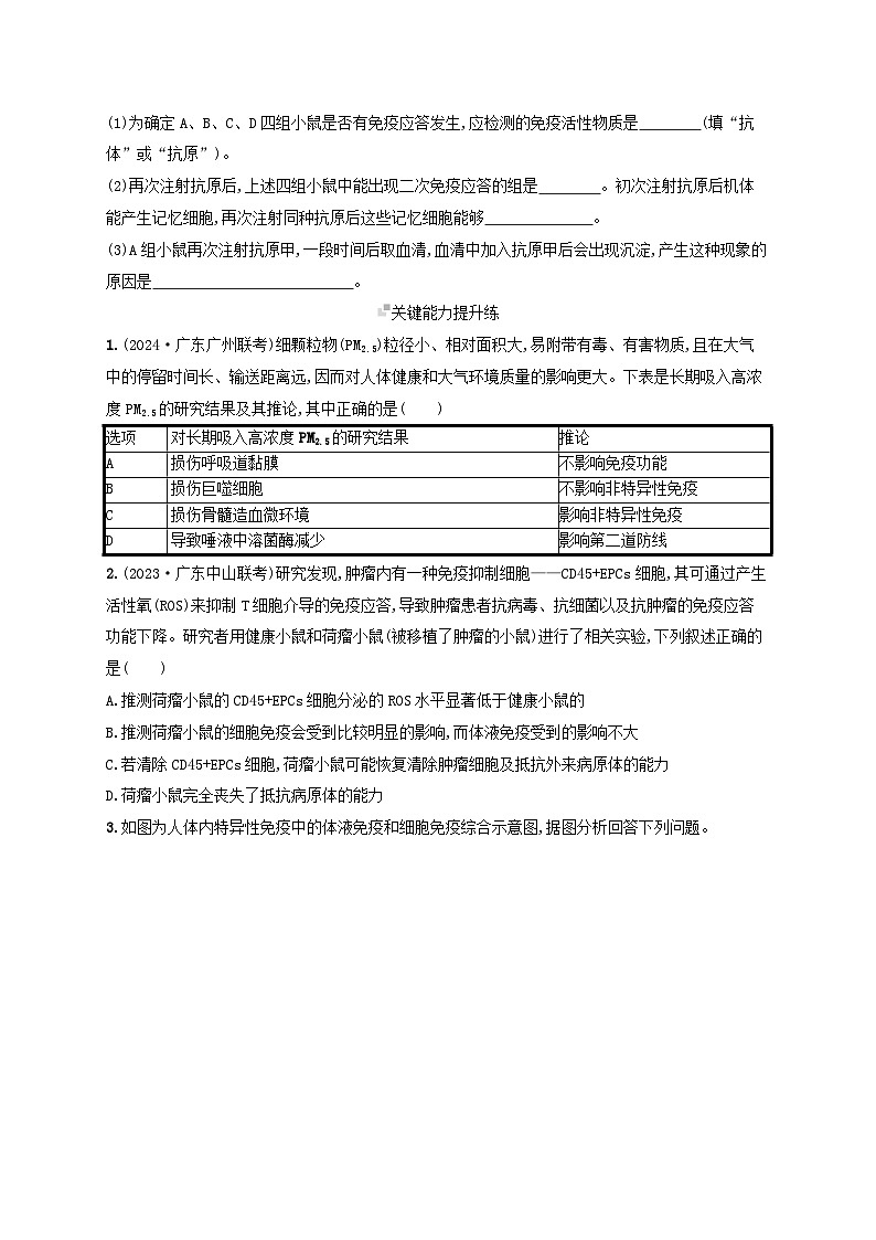 备战2025届高考生物一轮总复习第8单元稳态与调节课时规范练36免疫调节03