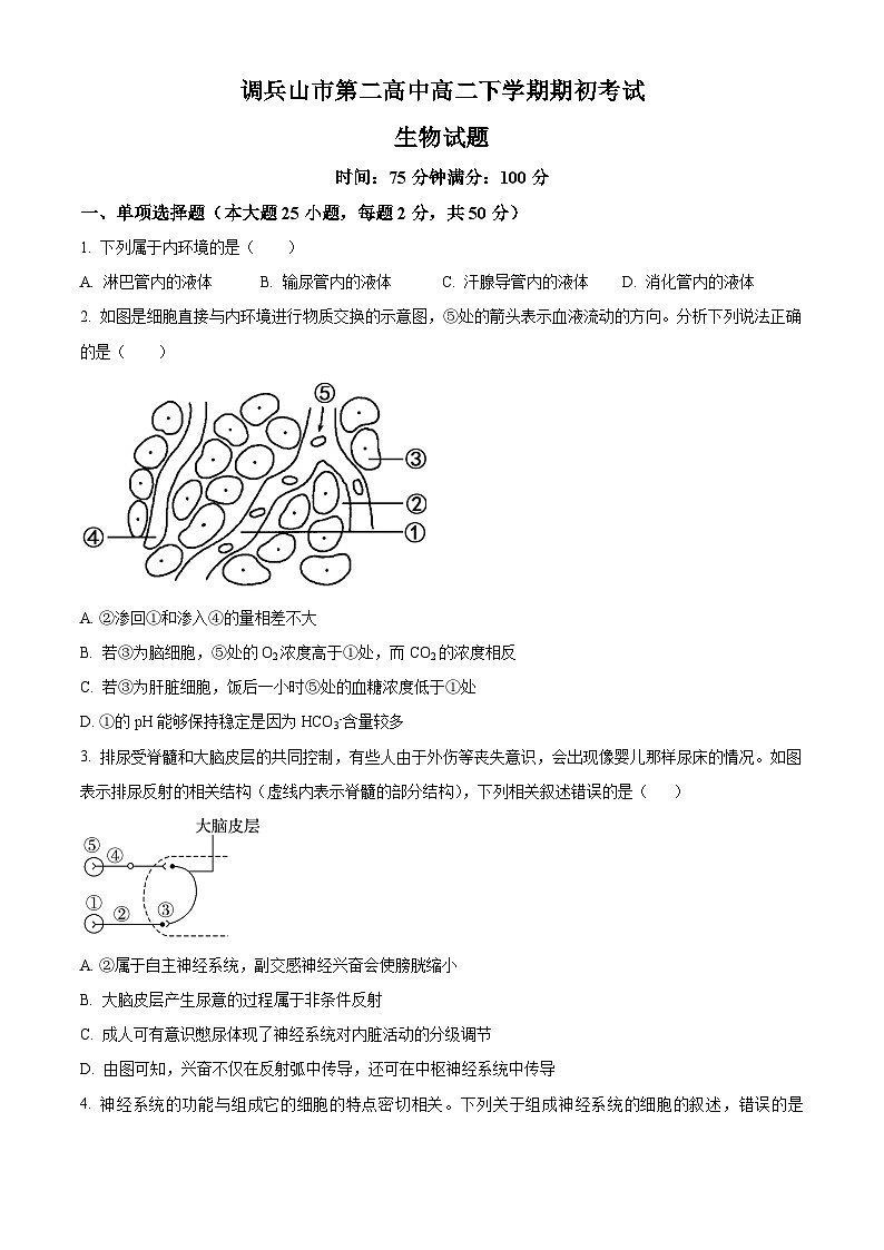 精品解析:辽宁省铁岭市调兵山市第二高级中学2023-2024学年高二下学期开学考试生物试题(原卷版)第1页
