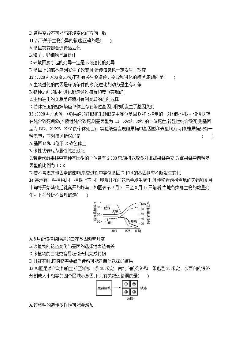 2025届高考生物一轮复习专项练习单元质检卷七生物的变异和进化(Word版附解析)第3页