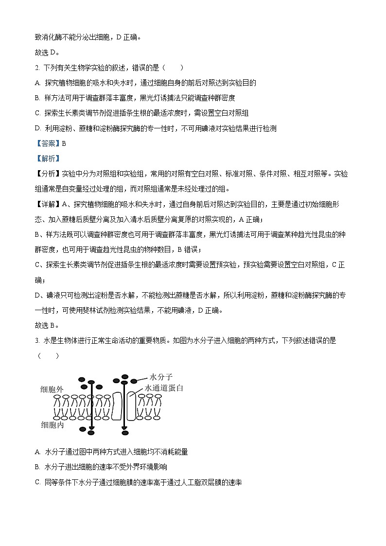 四川省成都市石室中学2024届高三下学期二诊模拟考试理综生物试题 Word版含解析第2页