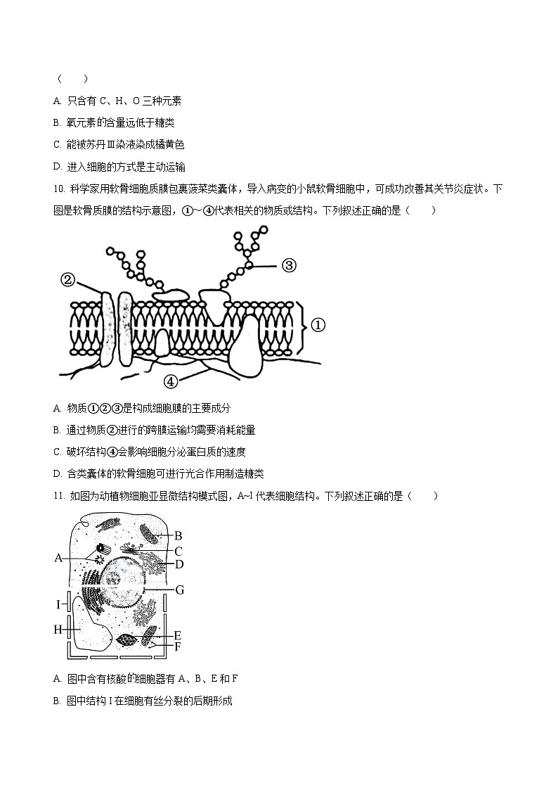 江苏省镇江市2023-2024学年高一上学期期末考试 生物(解析版)03