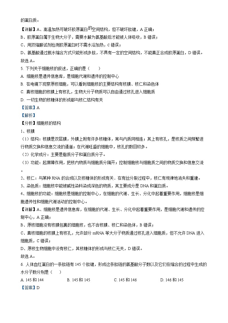 广东省湛江市雷州市二中2023-2024学年高一下学期开学生物试题(解析版)第3页