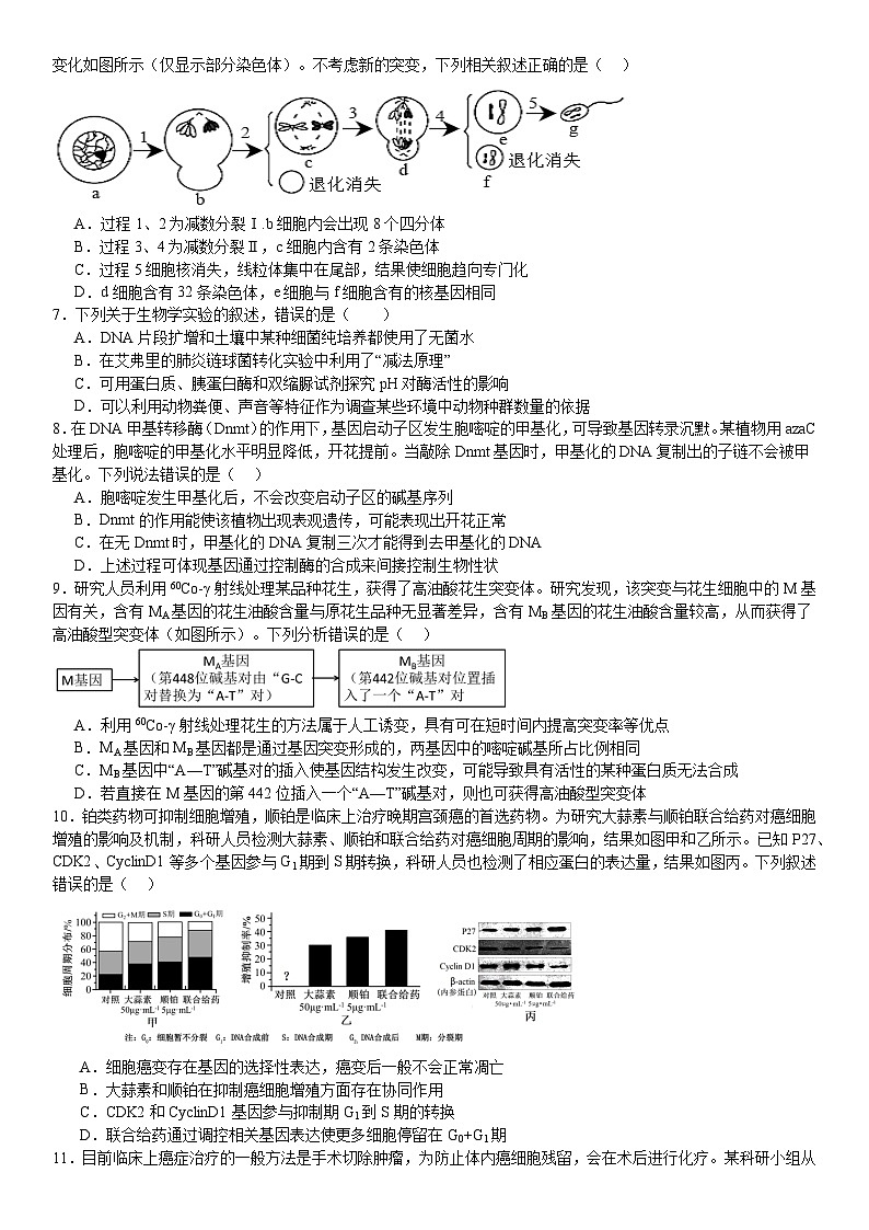 浙江省天域全国名校协作体2023-2024学年高三下学期联考生物试题02