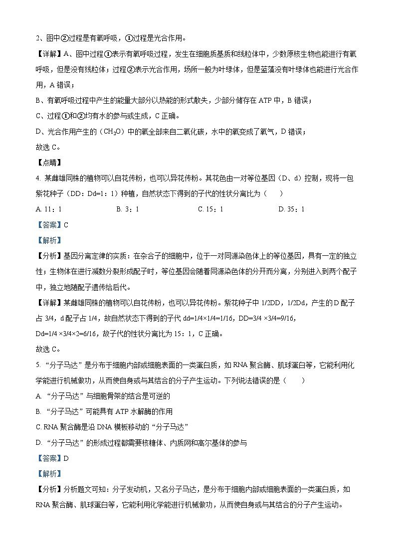 精品解析:湖北省恩施州咸丰春晖高级中学2023-2024学年高二下学期3月月考生物试题(解析版)第3页