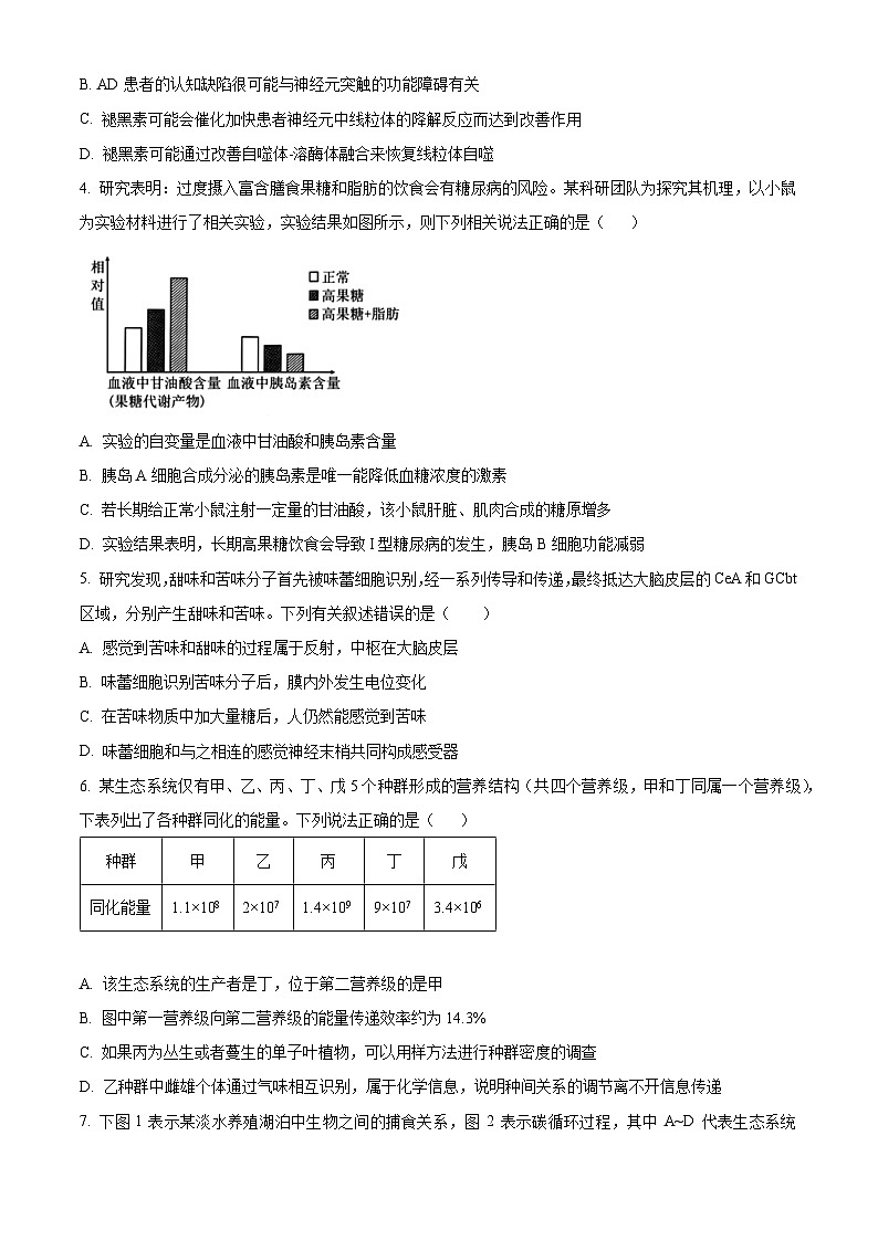 湖北省武汉市黄陂区部分学校2023-2024学年高二下学期3月联考生物试卷 Word版无答案第2页