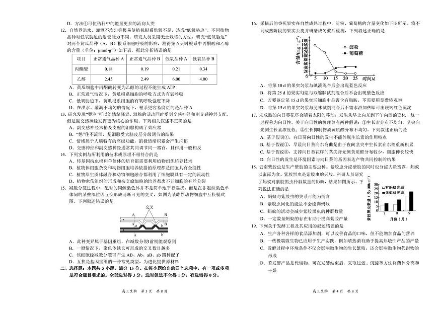 2024年遼寧省葫蘆島市普通高中高三年級(jí)下學(xué)期第一次模擬考試生物試卷第2頁