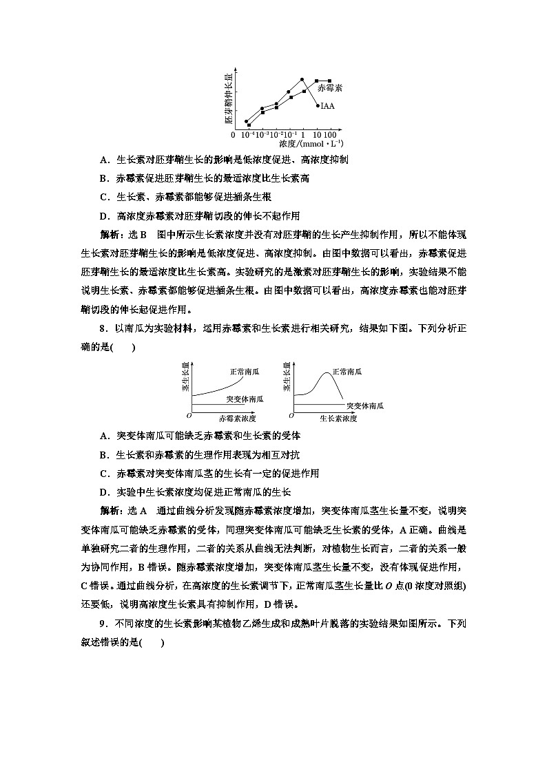 人教版高中生物選擇性必修1課時(shí)跟蹤檢測(cè)(十六)其他植物激素含答案第3頁