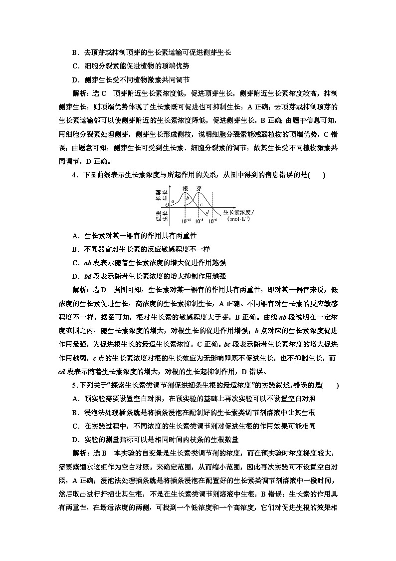 人教版高中生物选择性必修1章末质量检测(五)植物生命活动的调节含答案第2页