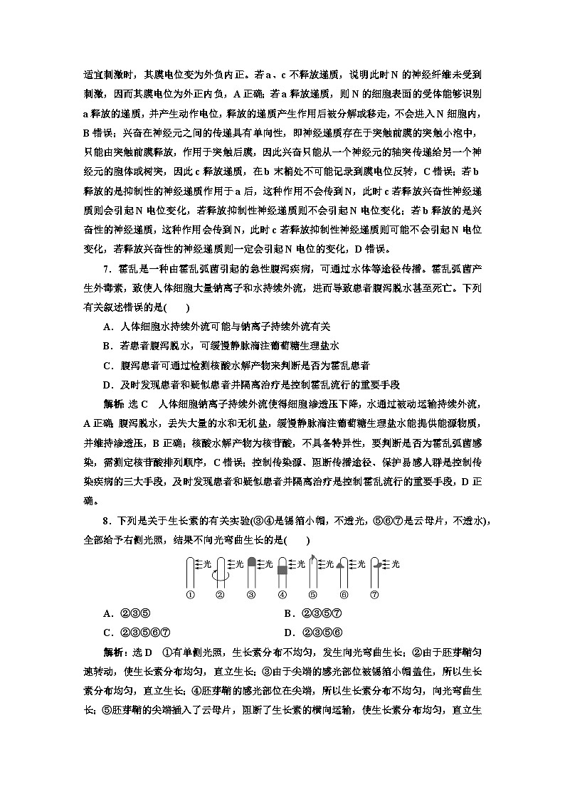 人教版高中生物选择性必修1全册综合检测含答案03