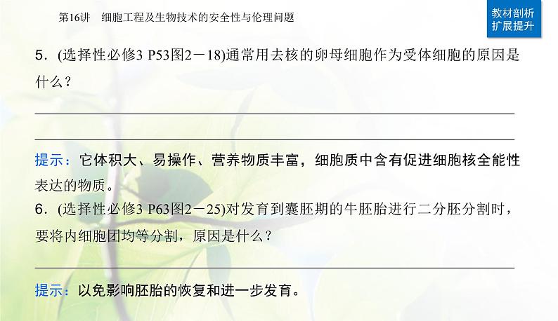 2024届高考生物二轮复习专题九生物技术与工程第16讲细胞工程及生物技术的安全性与伦理问题课件06