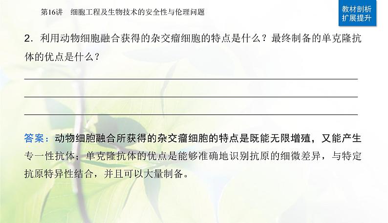 2024届高考生物二轮复习专题九生物技术与工程第16讲细胞工程及生物技术的安全性与伦理问题课件08