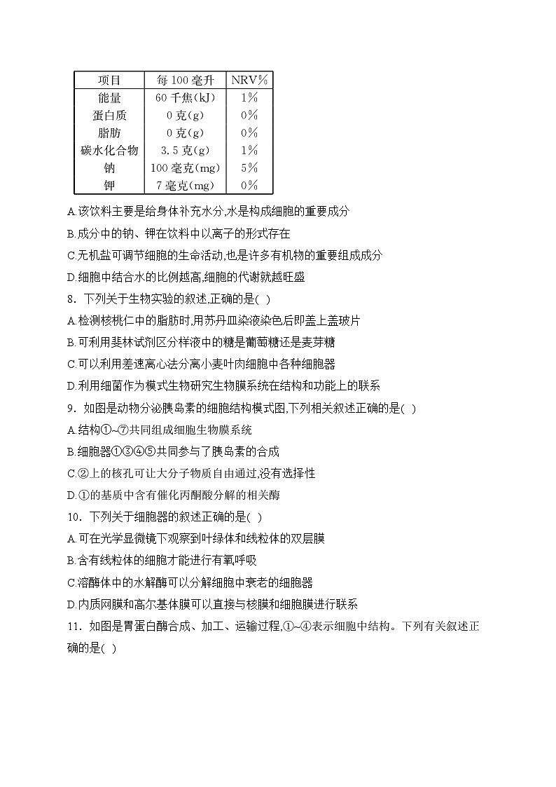黑龙江省龙东地区五校联考2023-2024学年高一上学期期末考试生物试卷(含答案)03