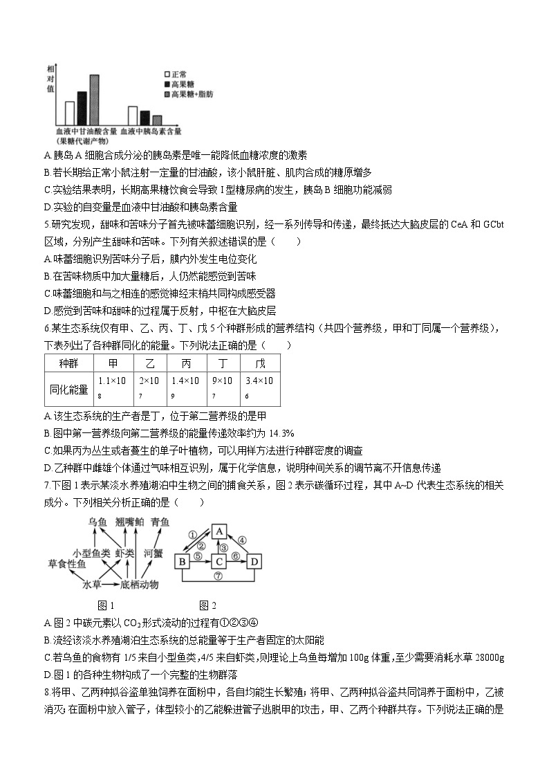 2024届湖北省武汉市黄陂区部分学校高二下学期3月联考生物试卷(无答案)02