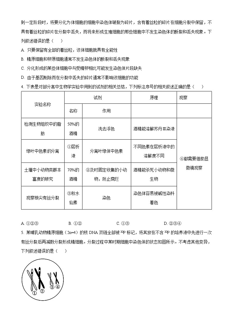 安徽省名校教研联盟2024届高三下学期3月联考生物试卷无答案第2页