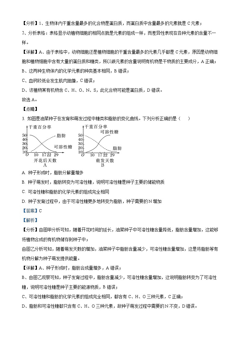 安徽省安庆市桐城中学2023-2024学年高一下学期开学检测生物试题含解析第2页
