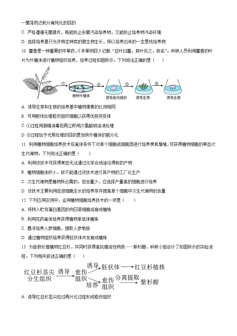 吉林省长春市东北师范大学附属中学2023-2024学年高二下学期3月考试生物试题(原卷版+解析版)03