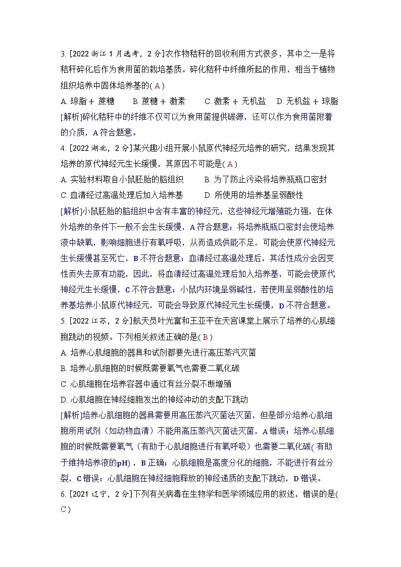 专题二十 细胞工程-2024五年高考题分类训练(生物)第2页