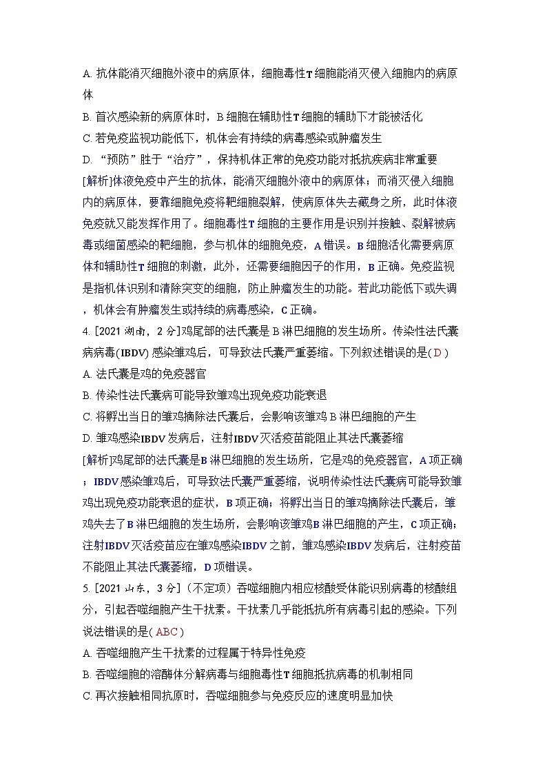 专题十五 免疫调节-2024五年高考题分类训练(生物)第2页