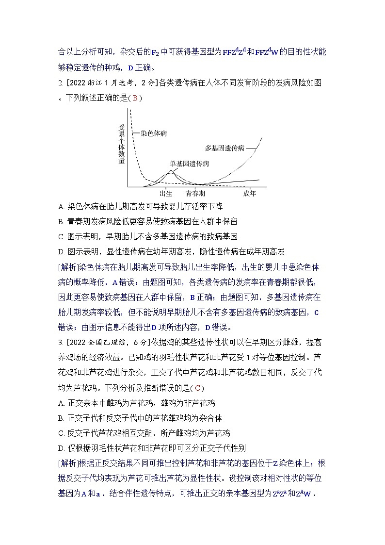 专题十一 伴性遗传与人类遗传病-2024五年高考题分类训练(生物)第2页