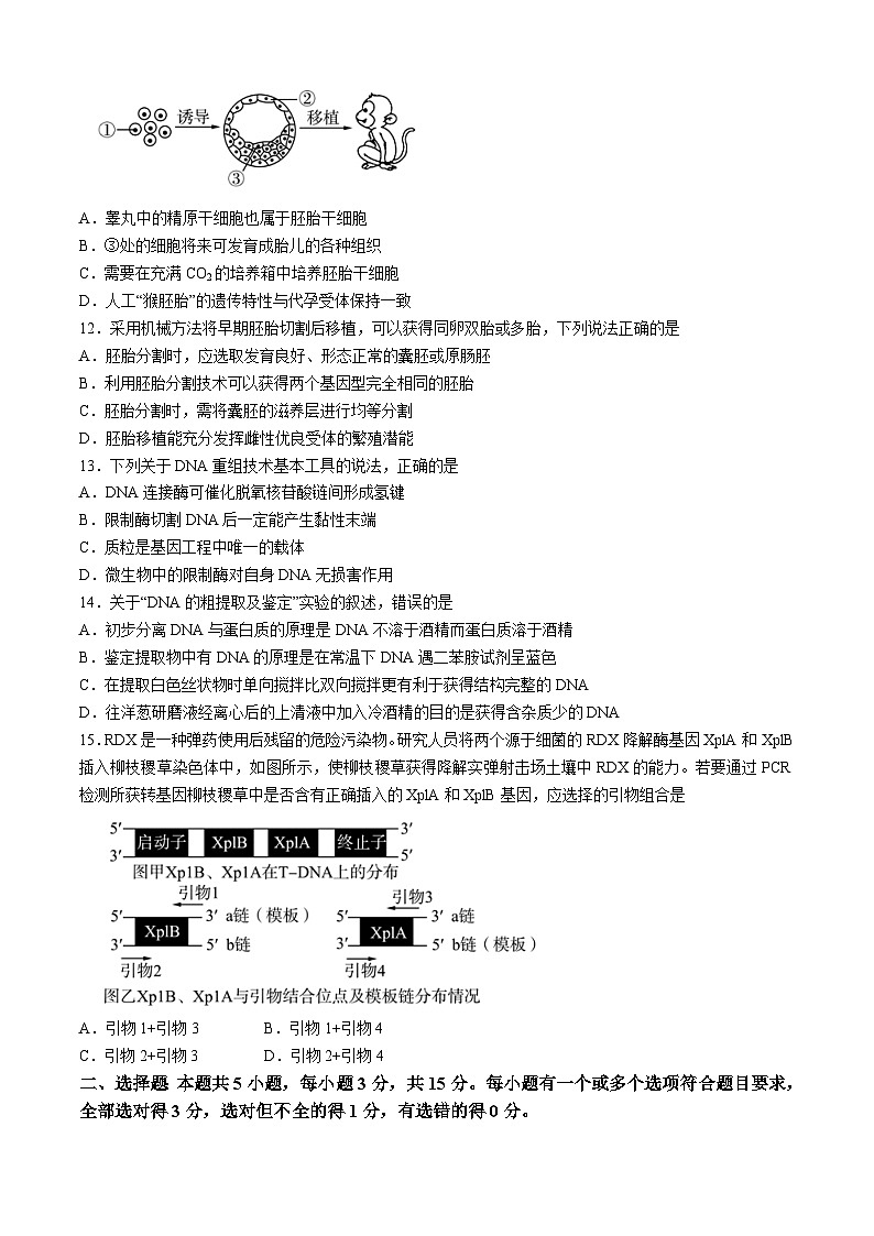 山东省大联考2023-2024学年高二下学期3月月考生物试题第3页