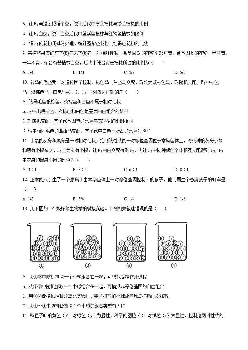 四川省凉山州民族中学2023-2024学年高一下学期3月月考生物试题(原卷版)第3页