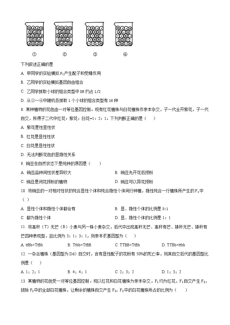 四川成都外国语学校2023-2024学年高一下学期3月月考生物试题(原卷版)第2页