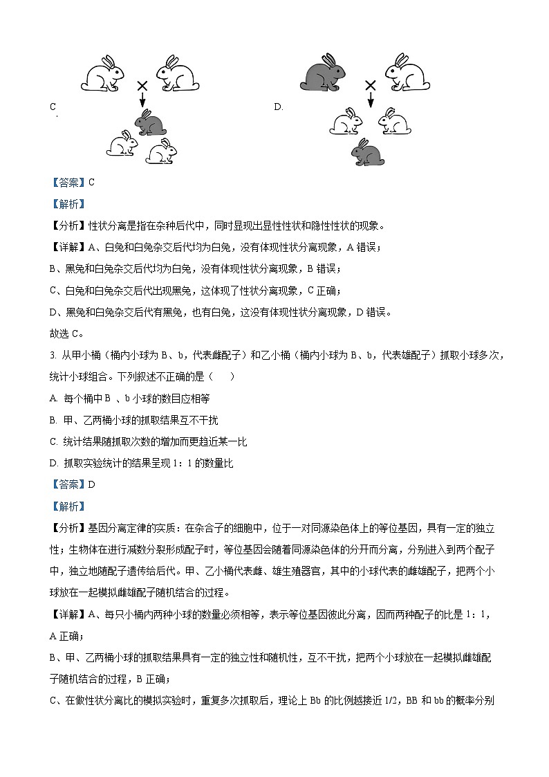 内蒙古呼伦贝尔市满洲里远方中学2023-2024学年高一下学期3月考试生物试题(解析版)第2页