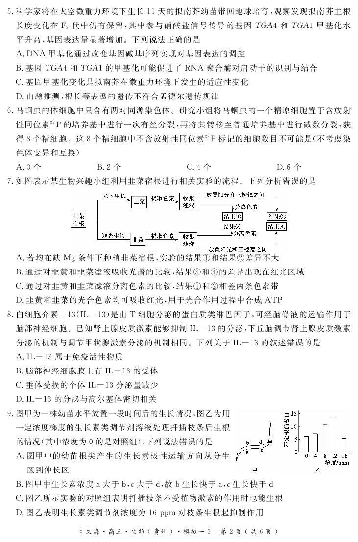 湖北省黄冈八模2024届高三下学期模拟考试（一）生物 PDF版含解析（可编辑）02