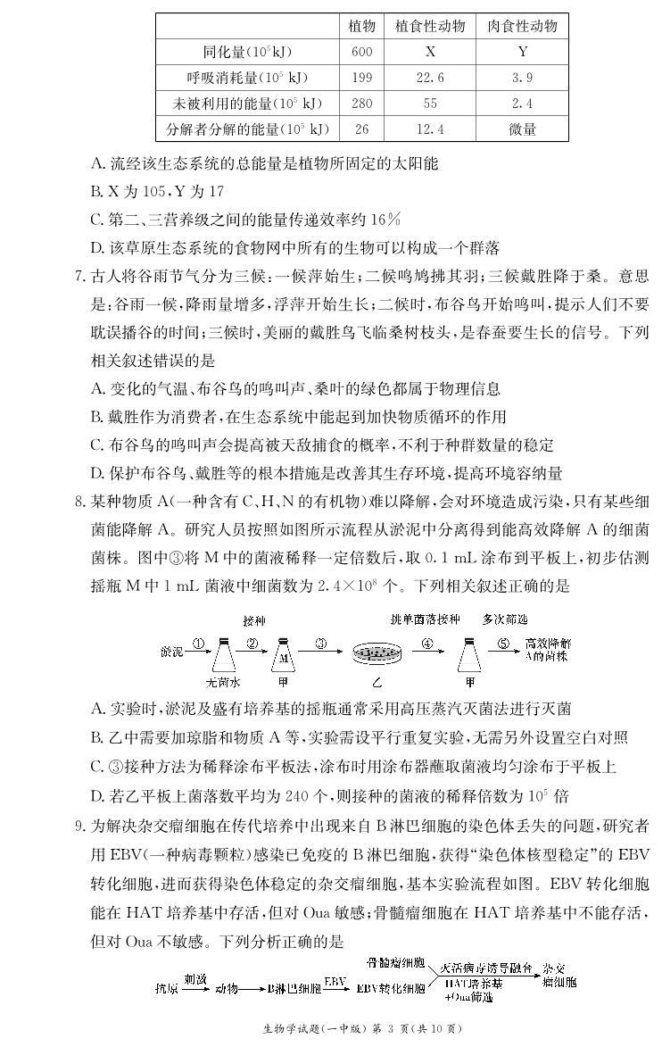 湖南省长沙市第一中学2023-2024学年高二下学期第一次月考生物试题（PDF版附解析）03