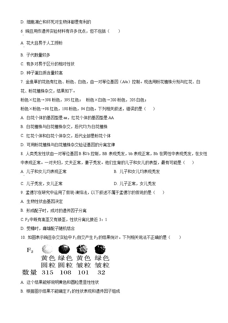 贵州省桐梓县荣兴高级中学2023-2024学年高一下学期第一次(3月)月考生物试题(原卷版)第2页
