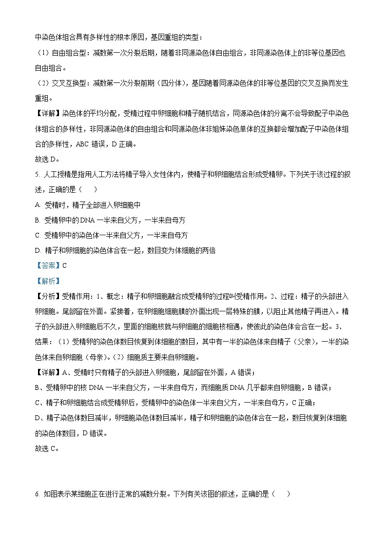 四川省成都石室中学2023-2024学年高一下学期4月月考生物试题（原卷版+解析版）03