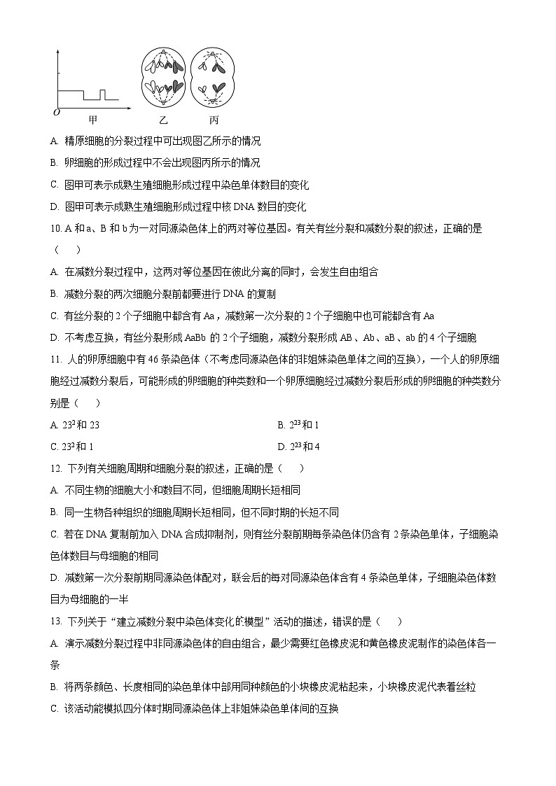 四川省成都石室中学2023-2024学年高一下学期4月月考生物试题(原卷版+解析版)03