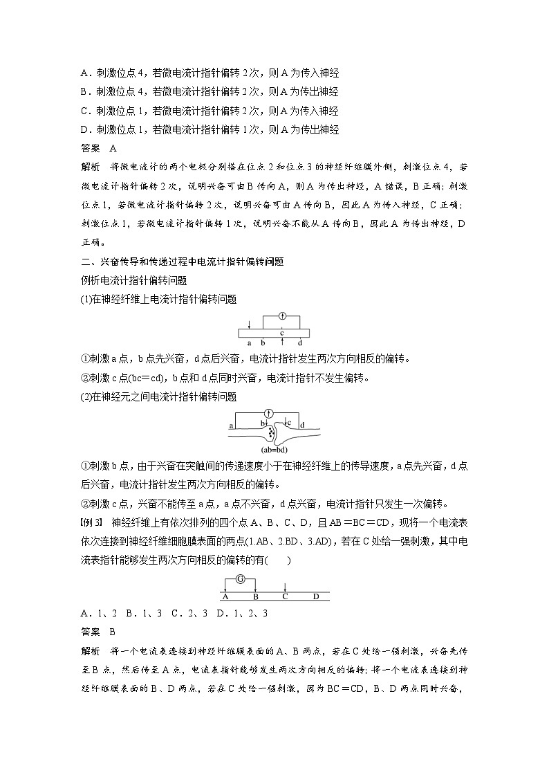 2024年高中生物新教材同步学案 选择性必修第一册 第二章 微专题二 兴奋的传导与传递相关实验分析题(含解析)02