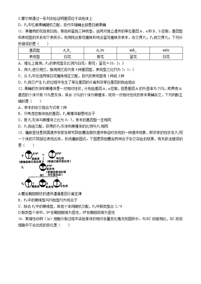福建省厦门市湖里区双十中学2023-2024学年高一下学期4月月考生物试题(Word版附解析)第3页