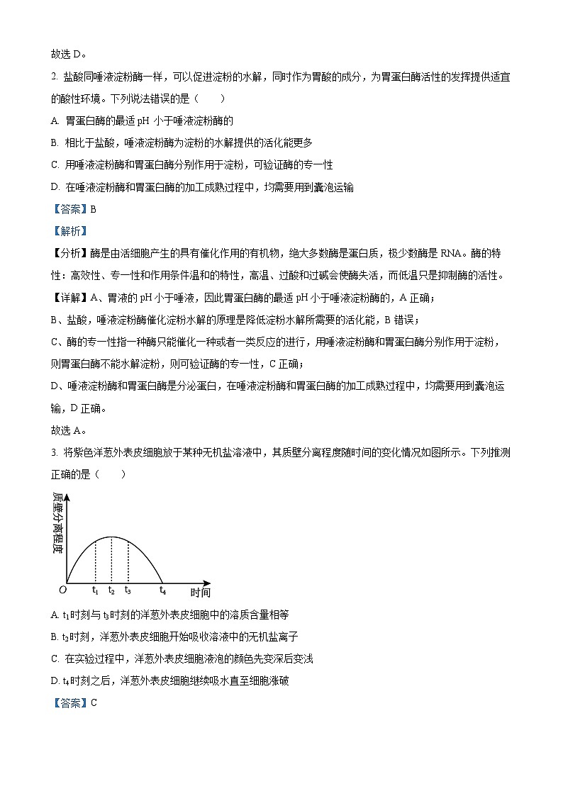 2024届广东省湛江市高三下学期二模考试生物试题(解析版)第2页