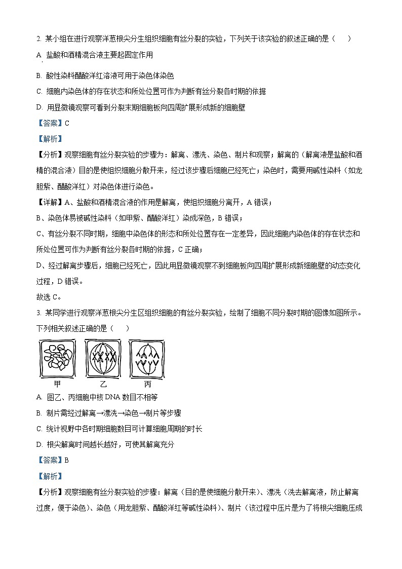安徽省安庆市怀宁县安徽省怀宁县高河中学2023-2024学年高二下学期4月月考生物试题(解析版)第2页