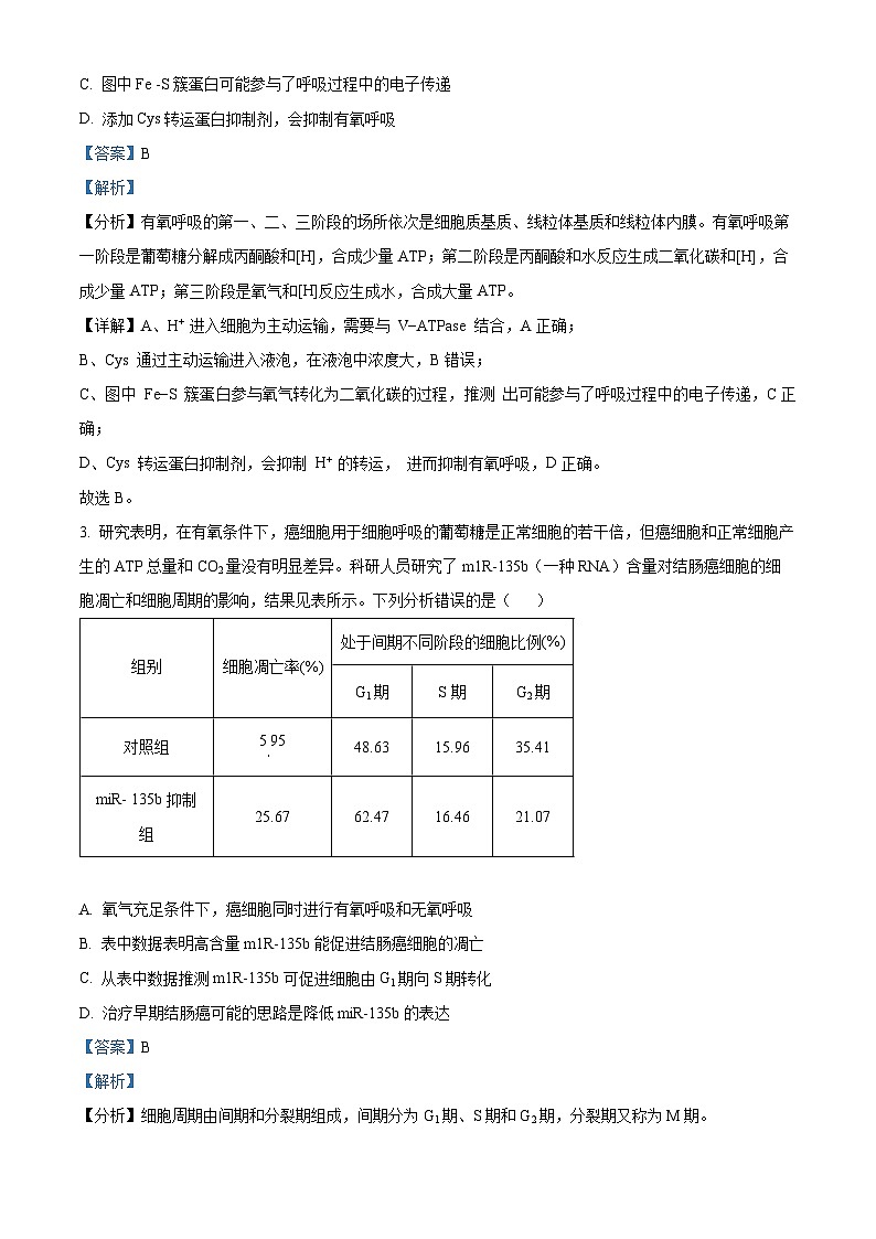 重庆市渝中区巴蜀中学校2023-2024学年高三下学期4月期中考试生物试题(解析版)第2页