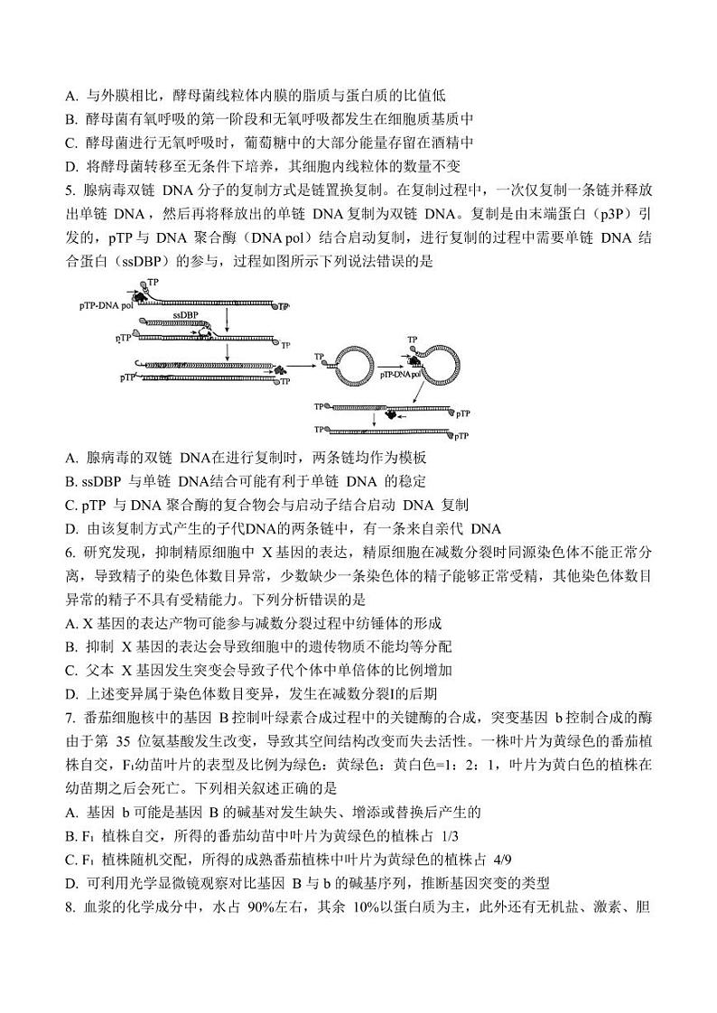 2024届山东省齐鲁名校高三下学期第三次学业质量联合检测生物第2页