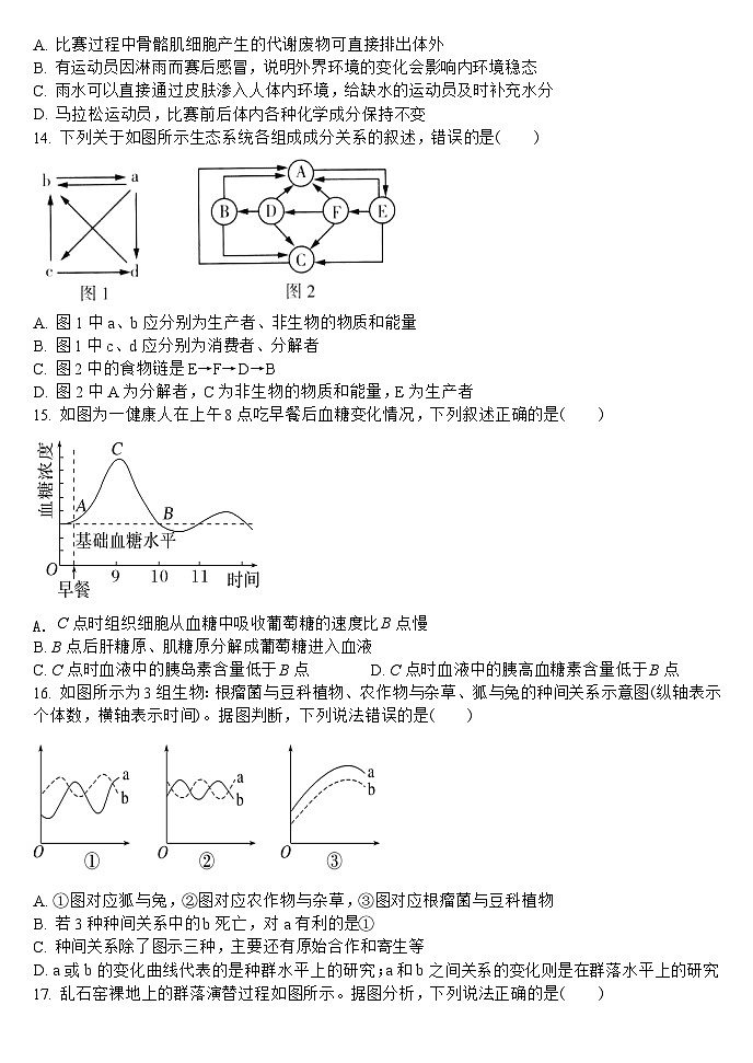 山西省大同市浑源七中2022-2023学年高二下学期第一次月考生物试题03