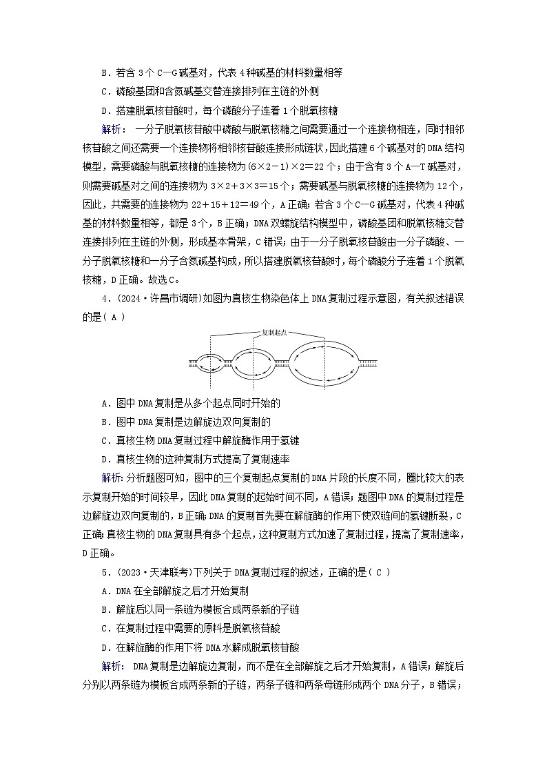 2025版高考生物一轮总复习必修2第6单元遗传的分子基础第2讲DNA分子的结构复制与基因的本质提能训练02