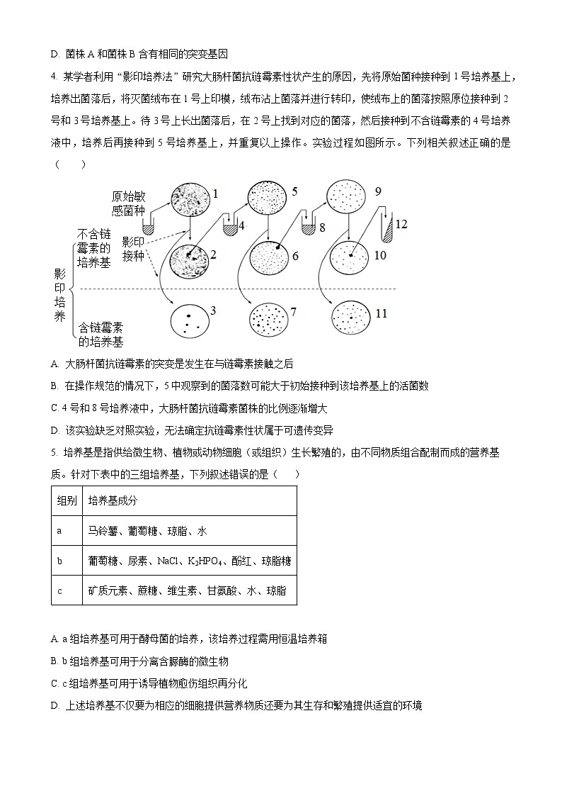 湖南省常德市第一中学2023-2024学年高二下学期第一次月考生物试题（原卷版+解析版）02