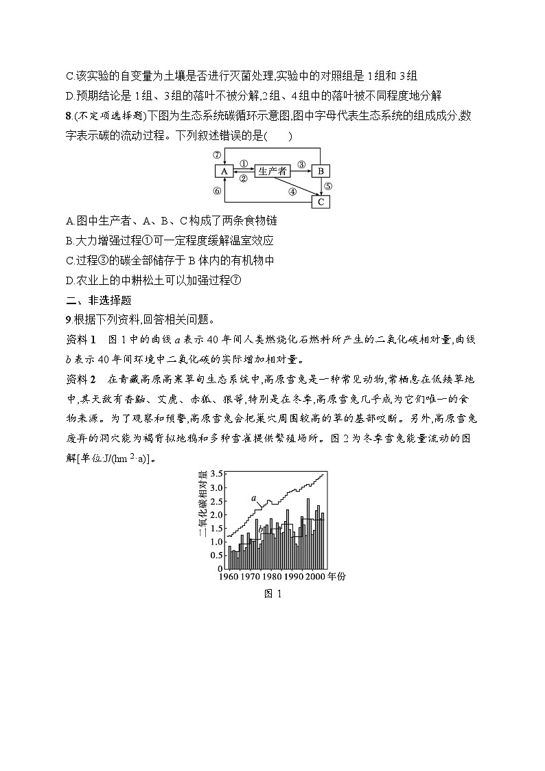 2025届高三一轮复习生物新高考新教材考点规范练32生态系统的物质循环、信息传递和稳定性(Word版附解析)03