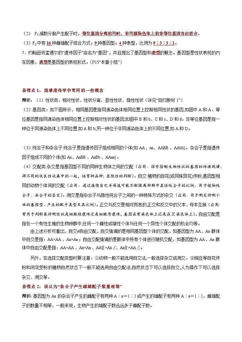 【期中复习】人教版2019必修2023-2024学年高一下册生物 第1章 遗传因子的发现(知识点梳理)第3页