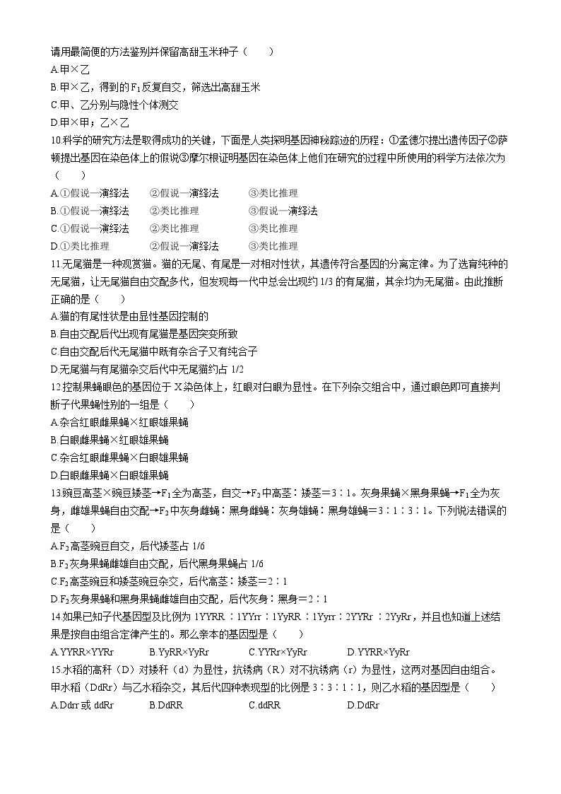 黑龙江省大庆中学2023-2024学年高一下学期4月月考生物试卷（Word版附答案）02