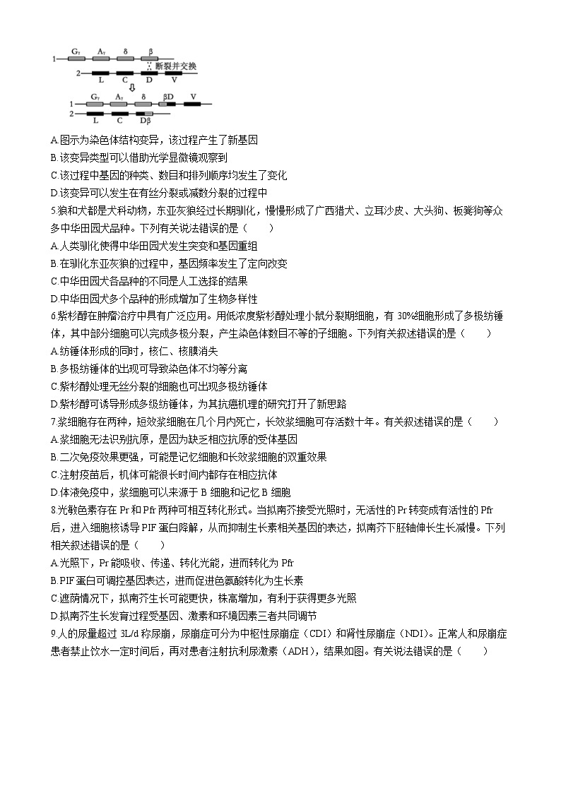 2024萍乡高三下学期第二次模拟考试生物试题02
