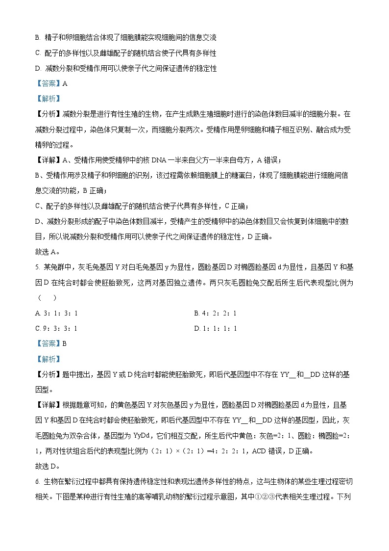 四川省眉山市仁寿县2023-2024学年高一下学期4月期中生物试题（原卷版+解析版）03