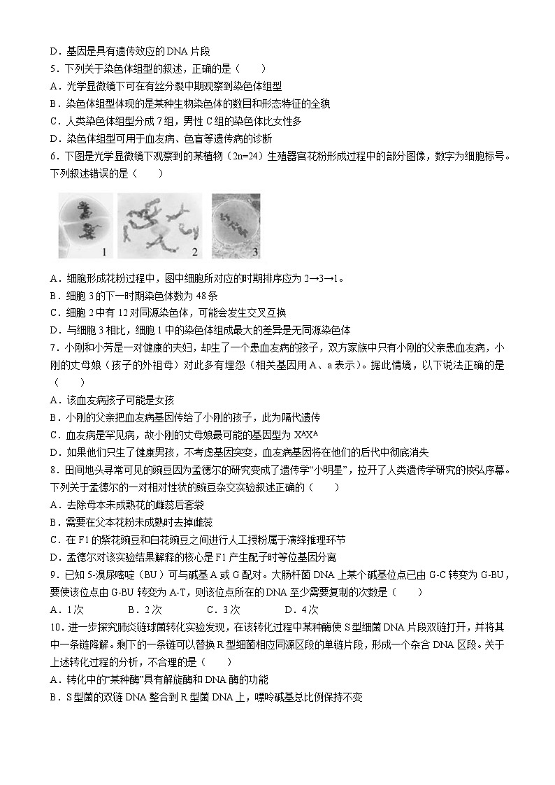 浙江省台金七校2023-2024学年高一下学期4月期中生物试题第2页