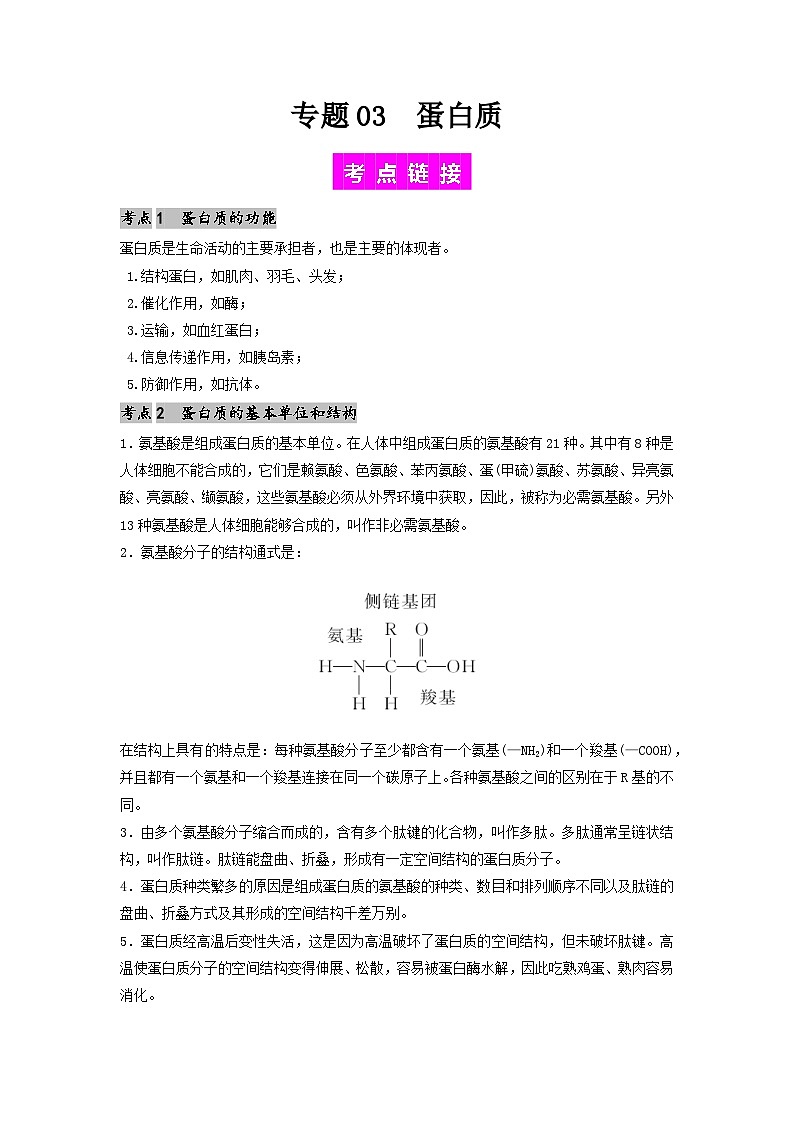 专题03 蛋白质(原卷版)第1页